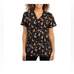 GT Performance Women's Reindeer Scrub Top
